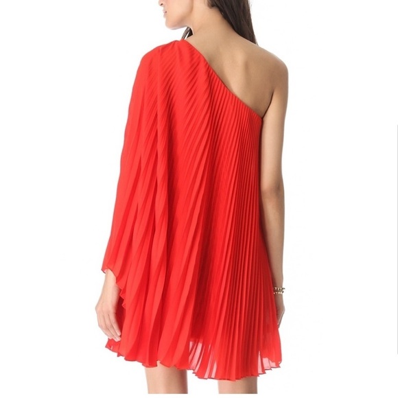 Milly Dresses & Skirts - Milly Perfectly Pleated Red One Shoulder Dress 0